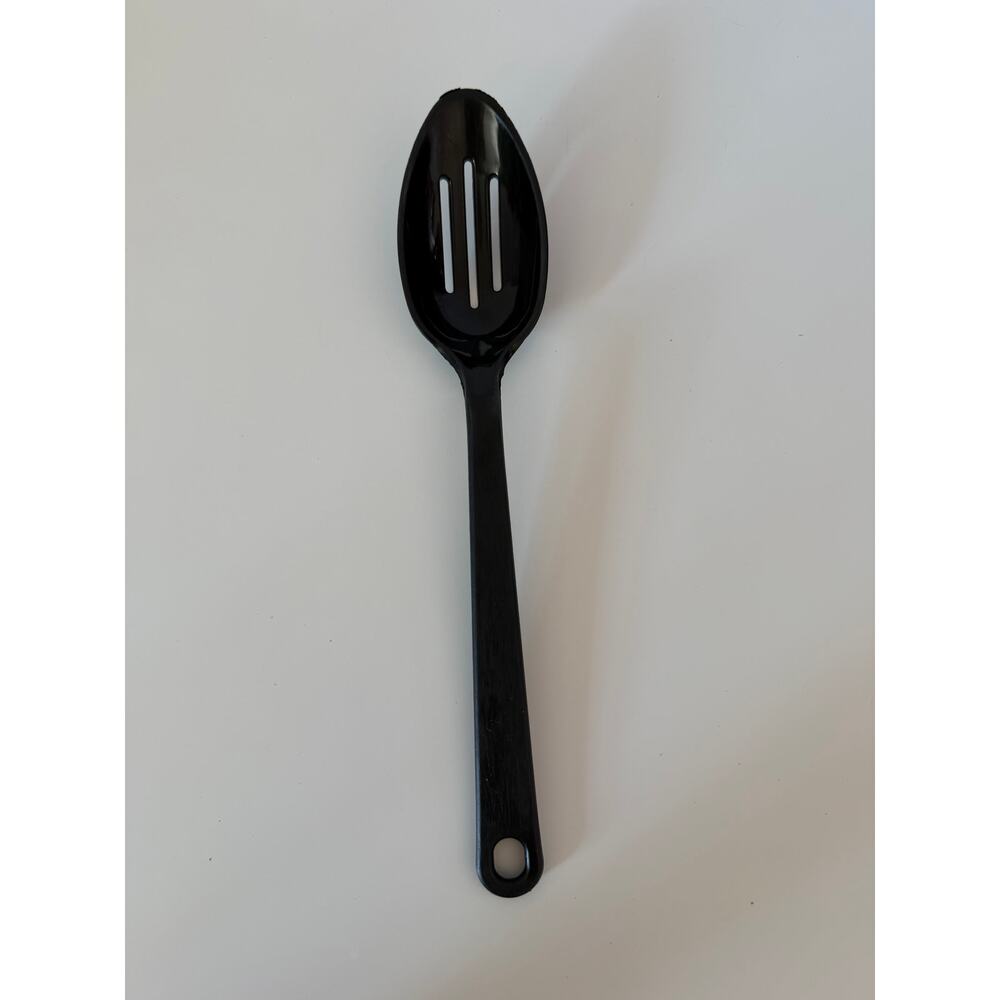 Vintage Tailor Made Black Slotted Serving Spoon Kitchen Utensil Made in USA
